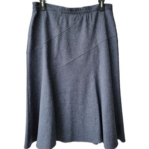 Hiroko Steel-Blue Midi Skirt 6-Panel Flare Angled Waist&Hip Cuts Size 16